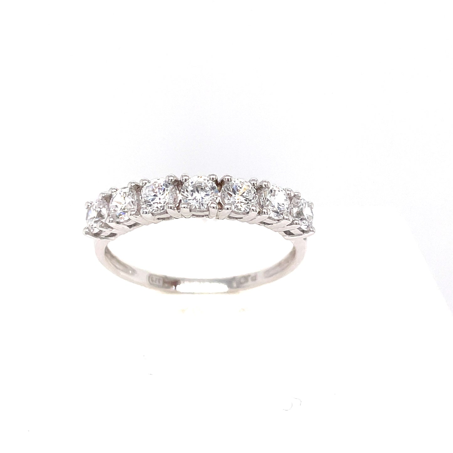 9ct White Gold Seven Stone Cubic Zirconia Eternity Dress Ring