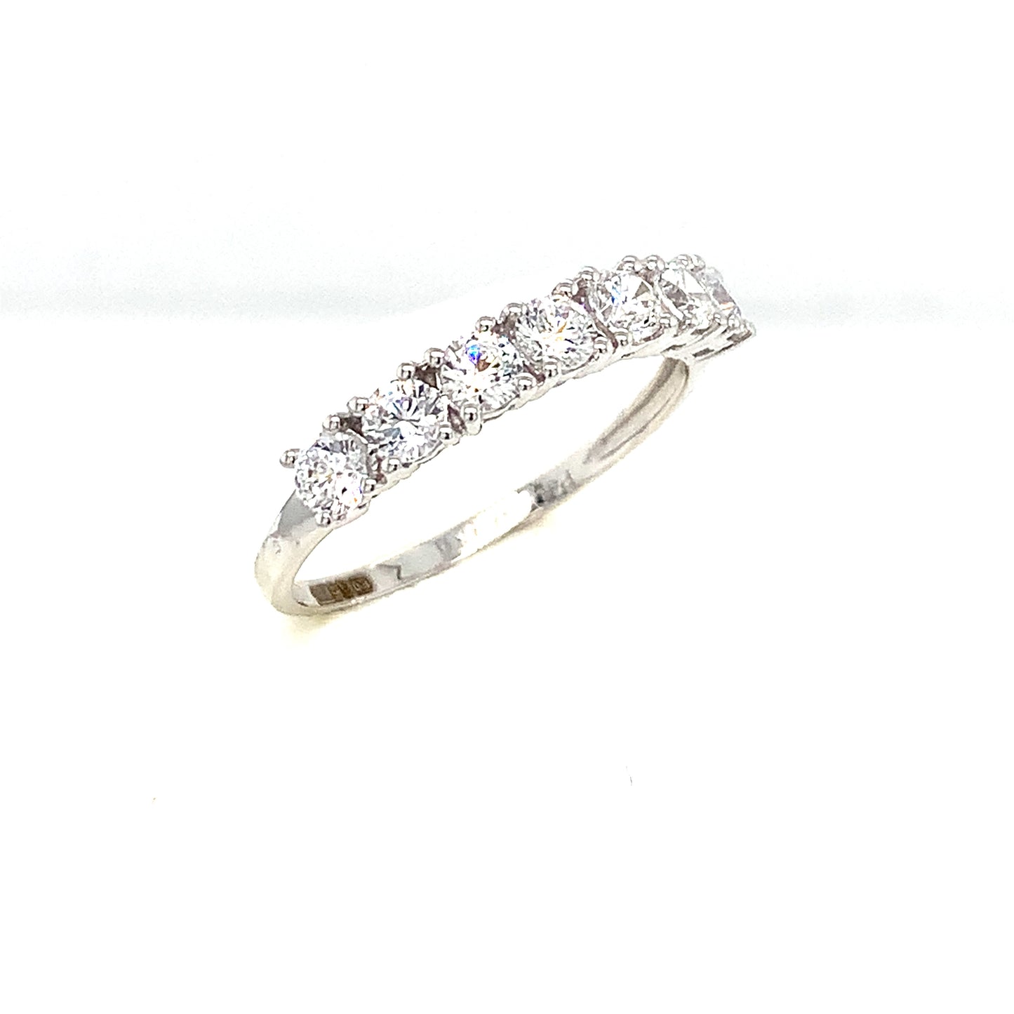 9ct White Gold Seven Stone Cubic Zirconia Eternity Dress Ring