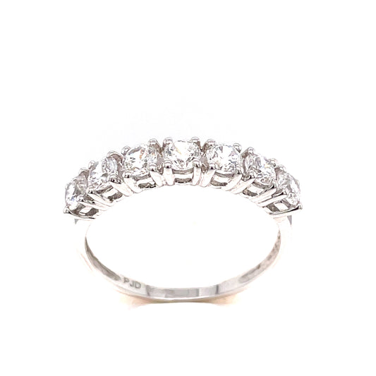 9ct White Gold Seven Stone Cubic Zirconia Eternity Dress Ring