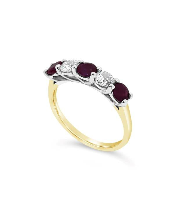 9ct Five Stone Ruby And Cubic Zirconia Dress Ring