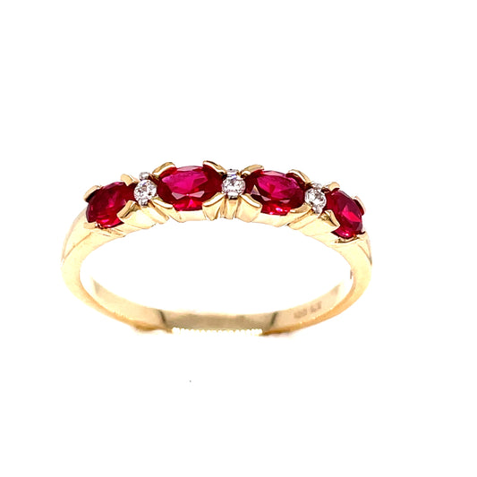 9ct Cubic Zirconia And Red Stone Eternity Ring