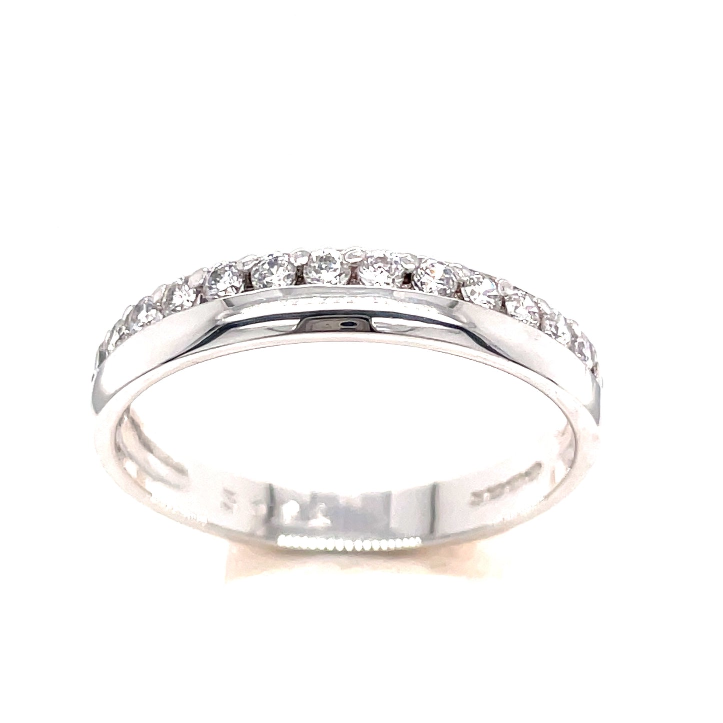 9ct White Gold Eternity 15 Cubic Zirconia Claw Set Ring