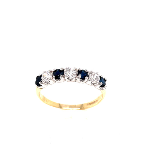 9ct 7stone Blue Cubic Zirconia Eternity Ring