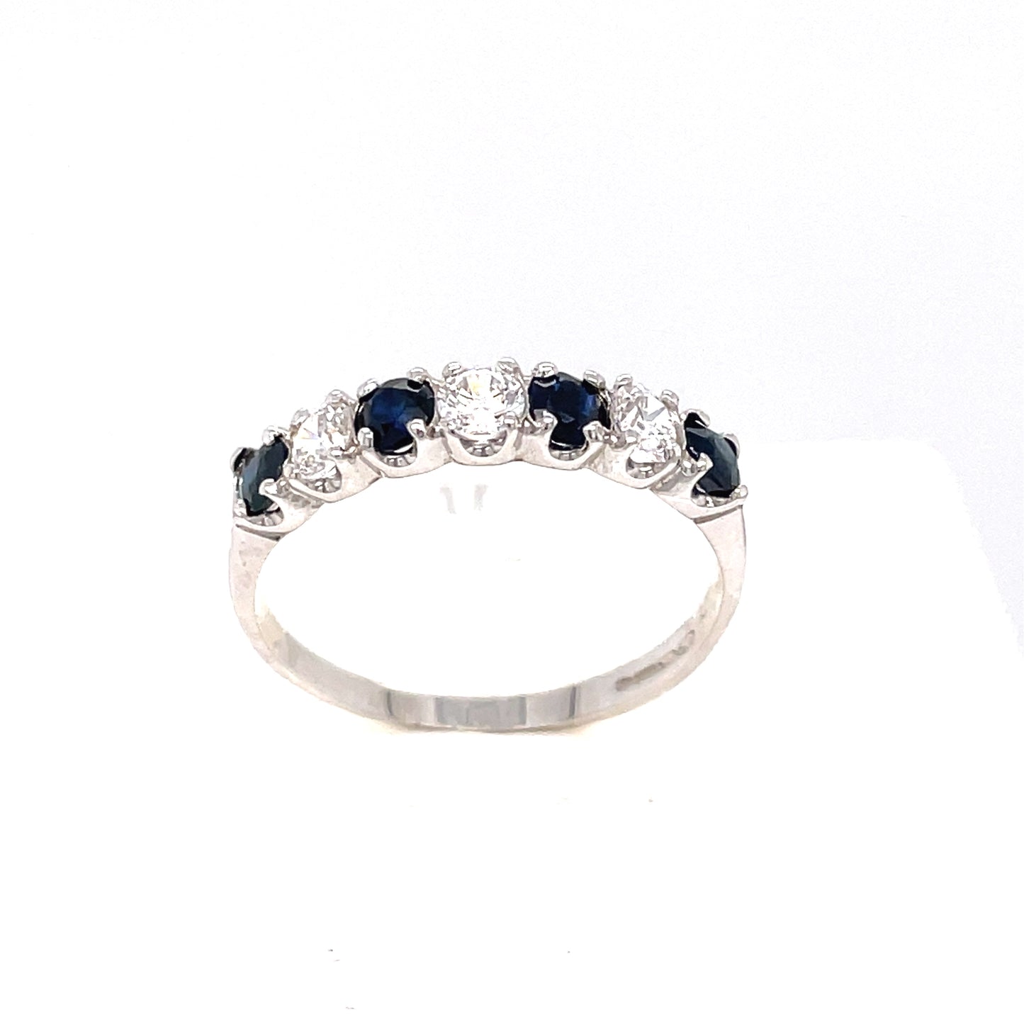 9ct White Gold Cubic Zirconia And Blue Stone Eternity Ring