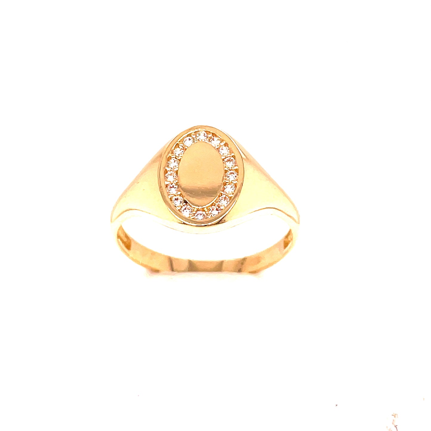 9ct Gold Oval Cubic Zirconia Signet Ring