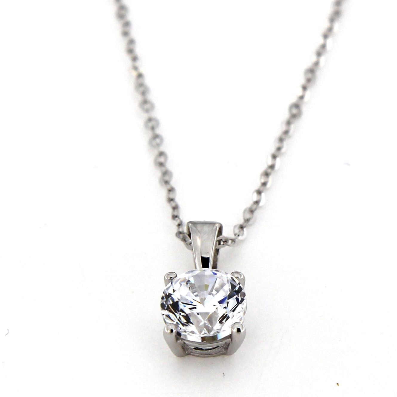9ct White Gold 6mm Cubic Zirconia Pendant