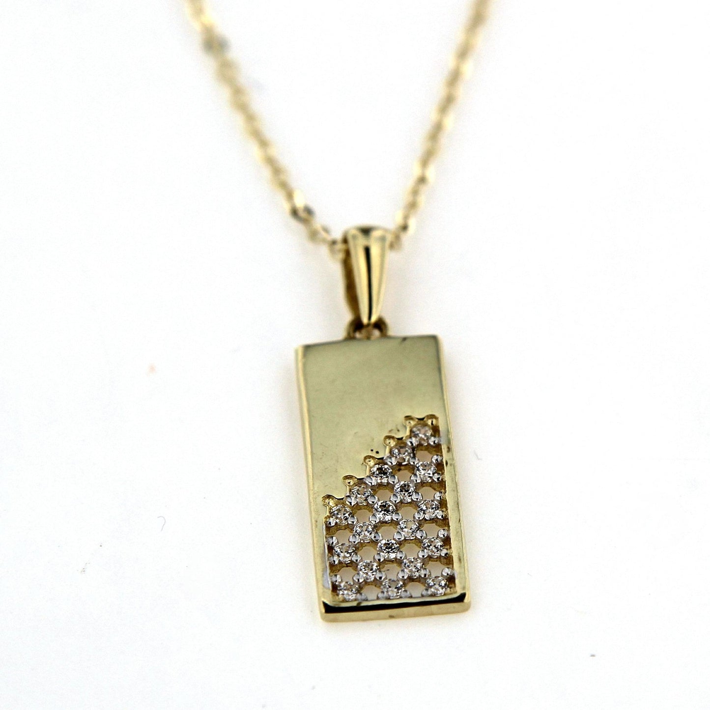 9ct Cubic Zirconia Rectangular Pendant