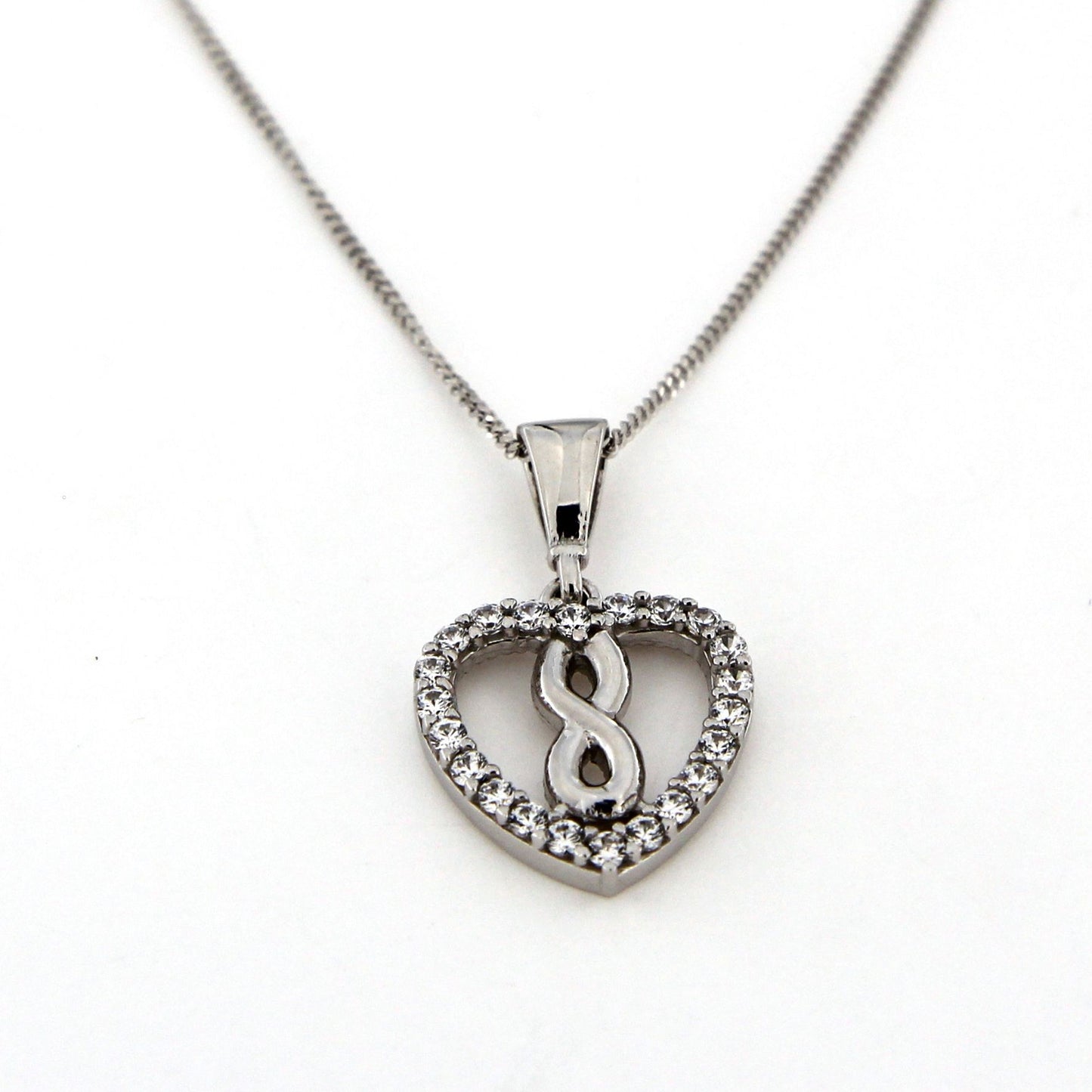 9ct Heart And Infinty Cubic Zirconia Pendant