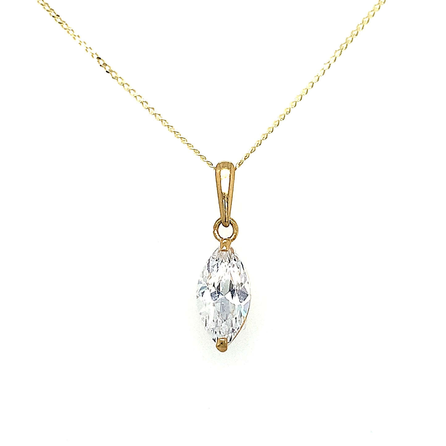 9ct Cubic Zirconia Marquise Pendant