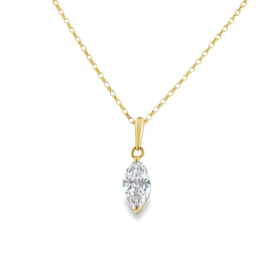 9ct Cubic Zirconia Marquise Pendant