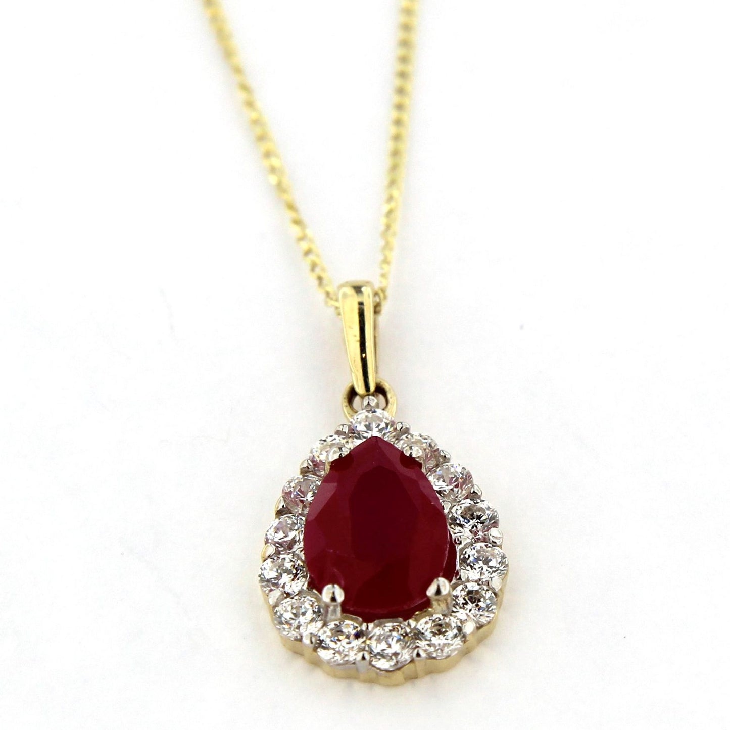 9ct Cubic Zirconia And Red Pendant