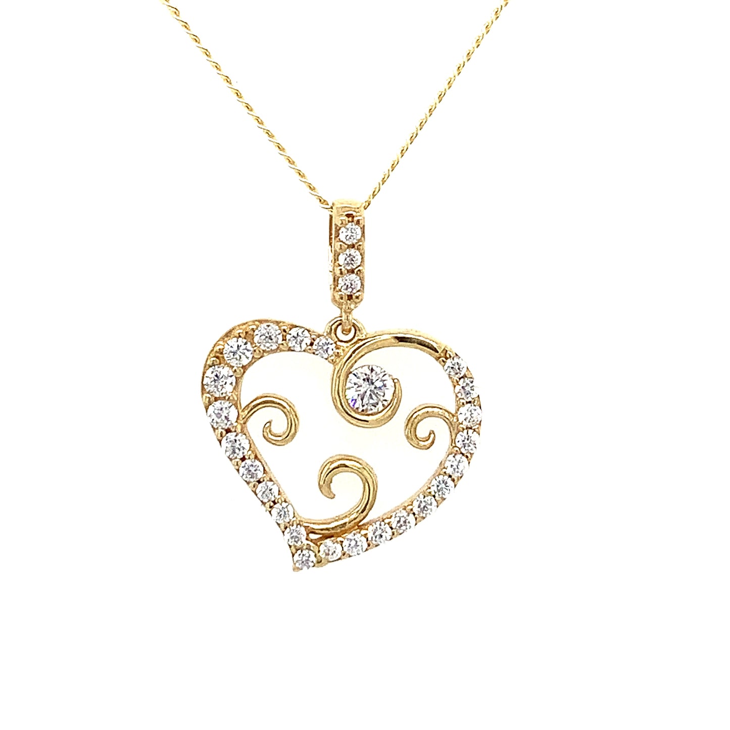 9ct Cubic Zirconia Heart Pendant