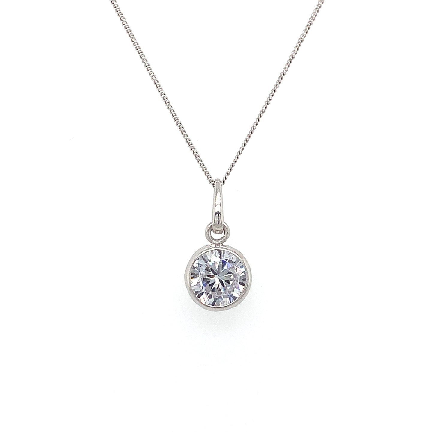 9ct White Gold Cubic Zirconia Pendant