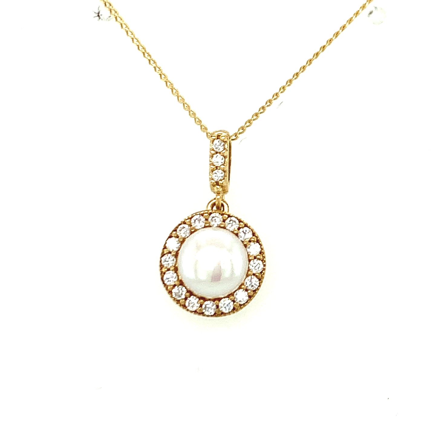 9ct Cubic Zirconia And Pearl Pendant