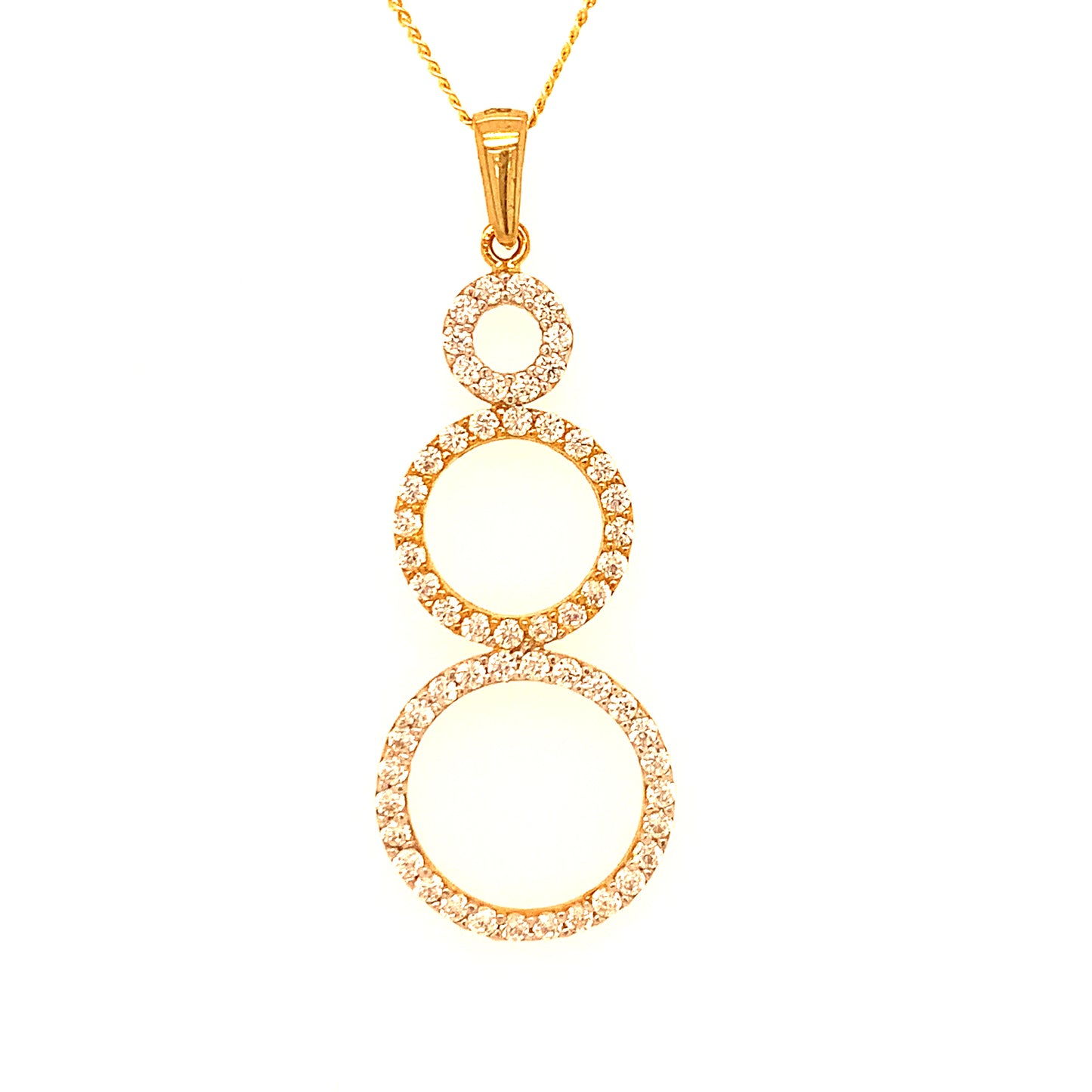 9ct Three Circle CZ Pendant