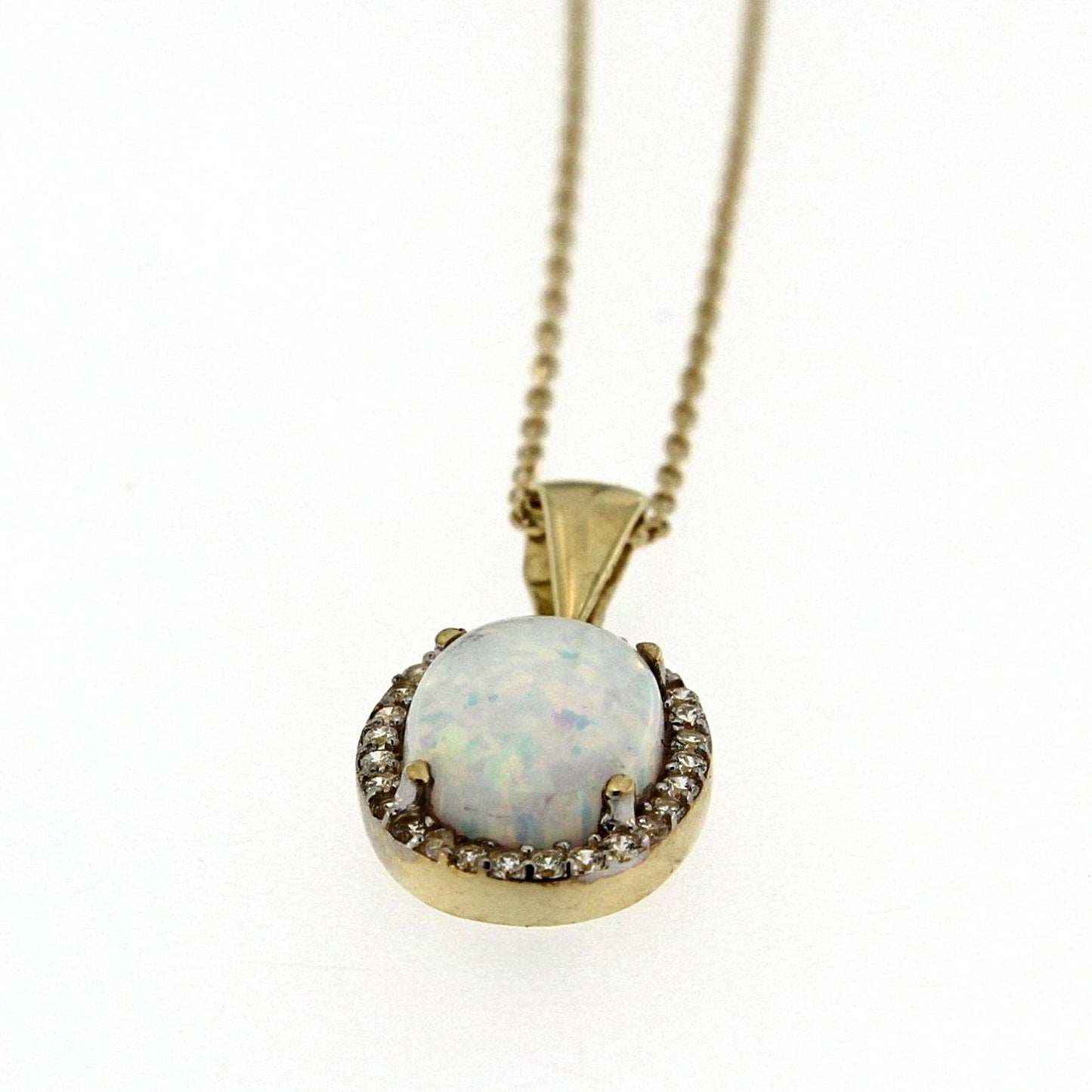 9ct Opal And Cubic Zirconia Pendant
