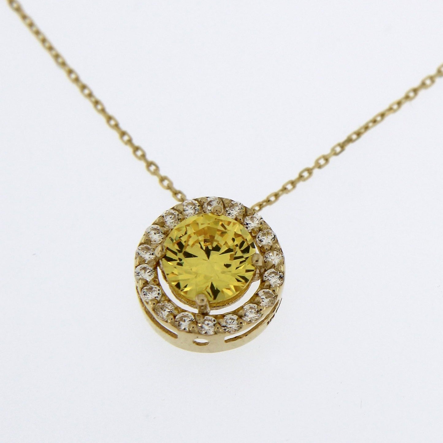 9ct Citrine And Cubic Zirconia Halo Pendant