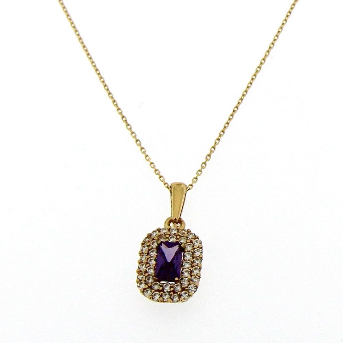 9ct Amethyst And Cubic Zirconia Pendant