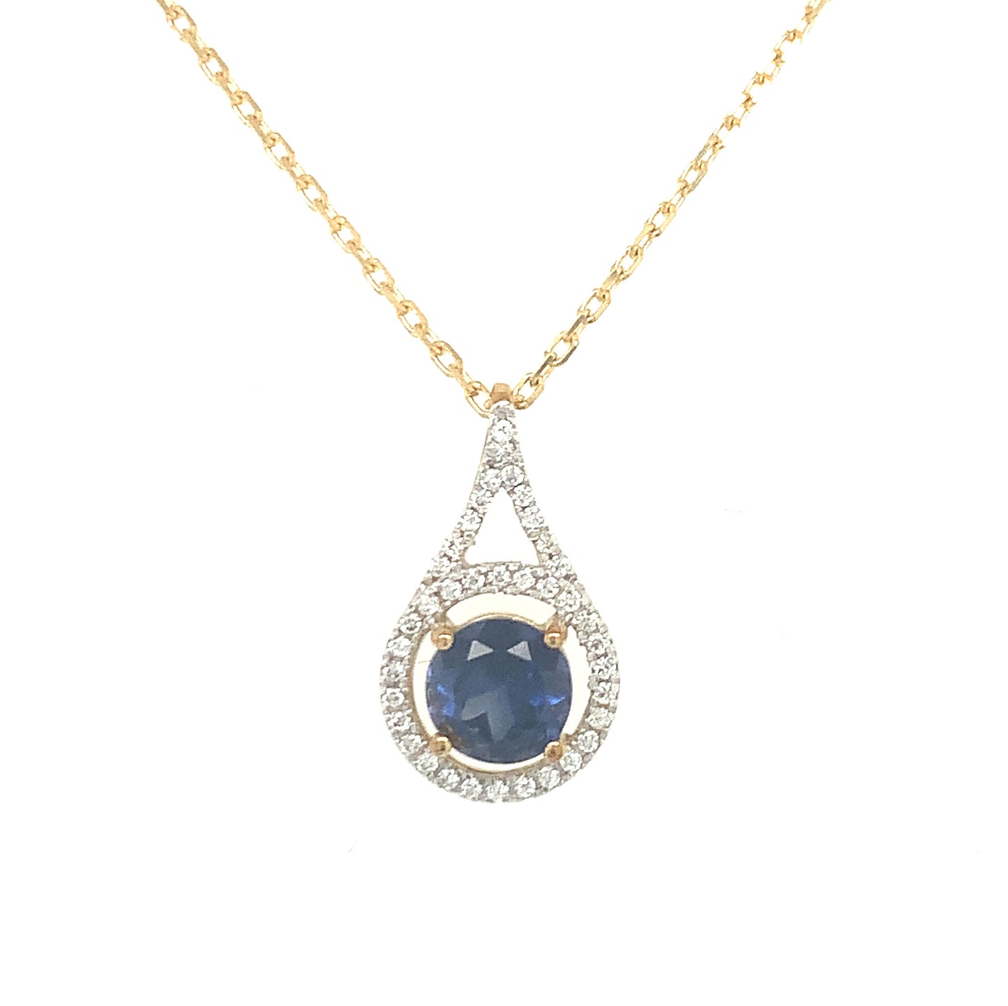 9ct Sapphire And Cubic Zirconia Pendant