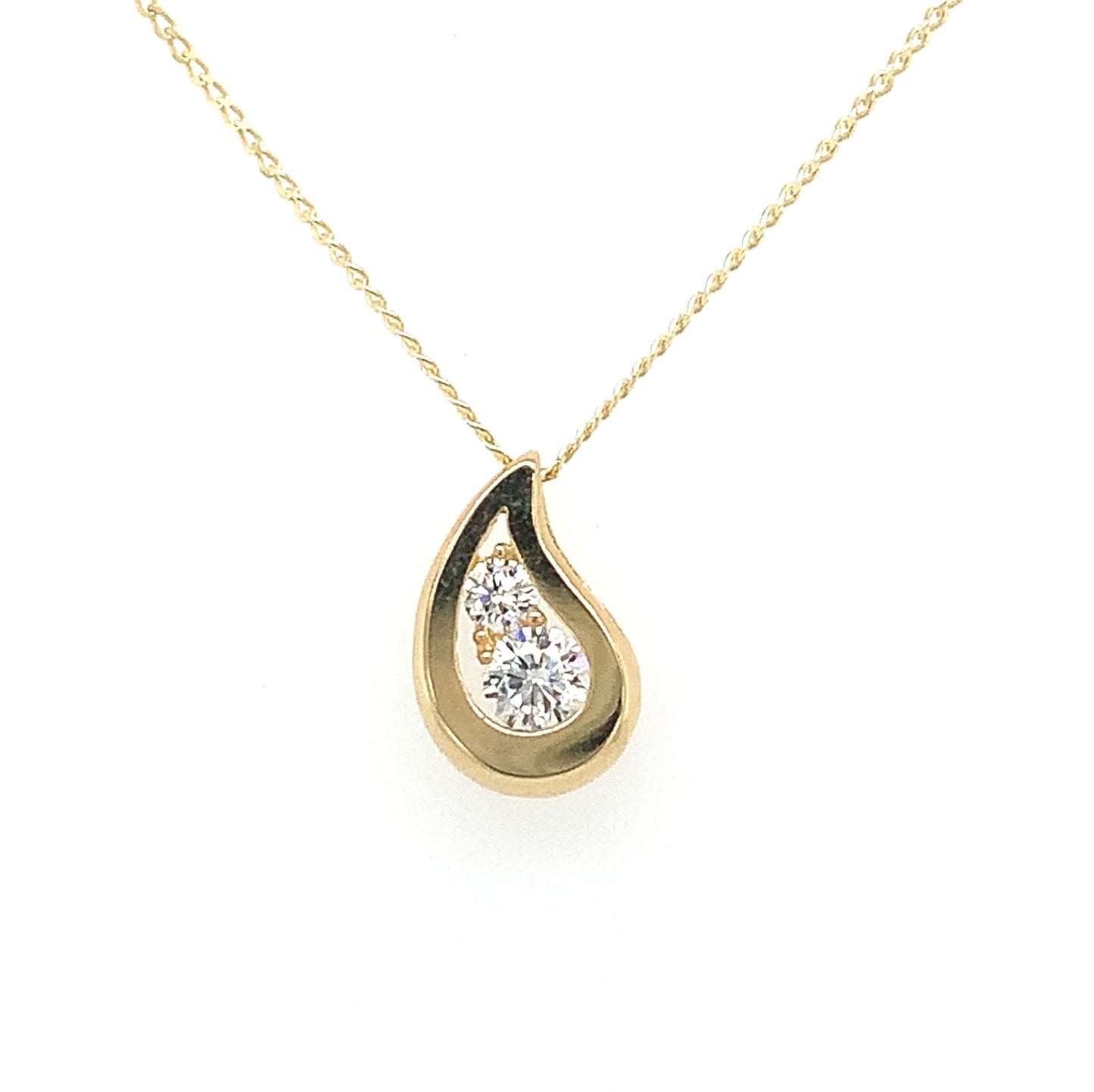 9ct Tear Drop Cubic Zirconia Pendant