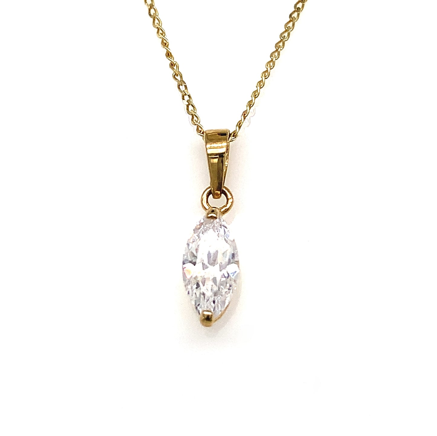9ct Cubic Zirconia Marquise Pendant