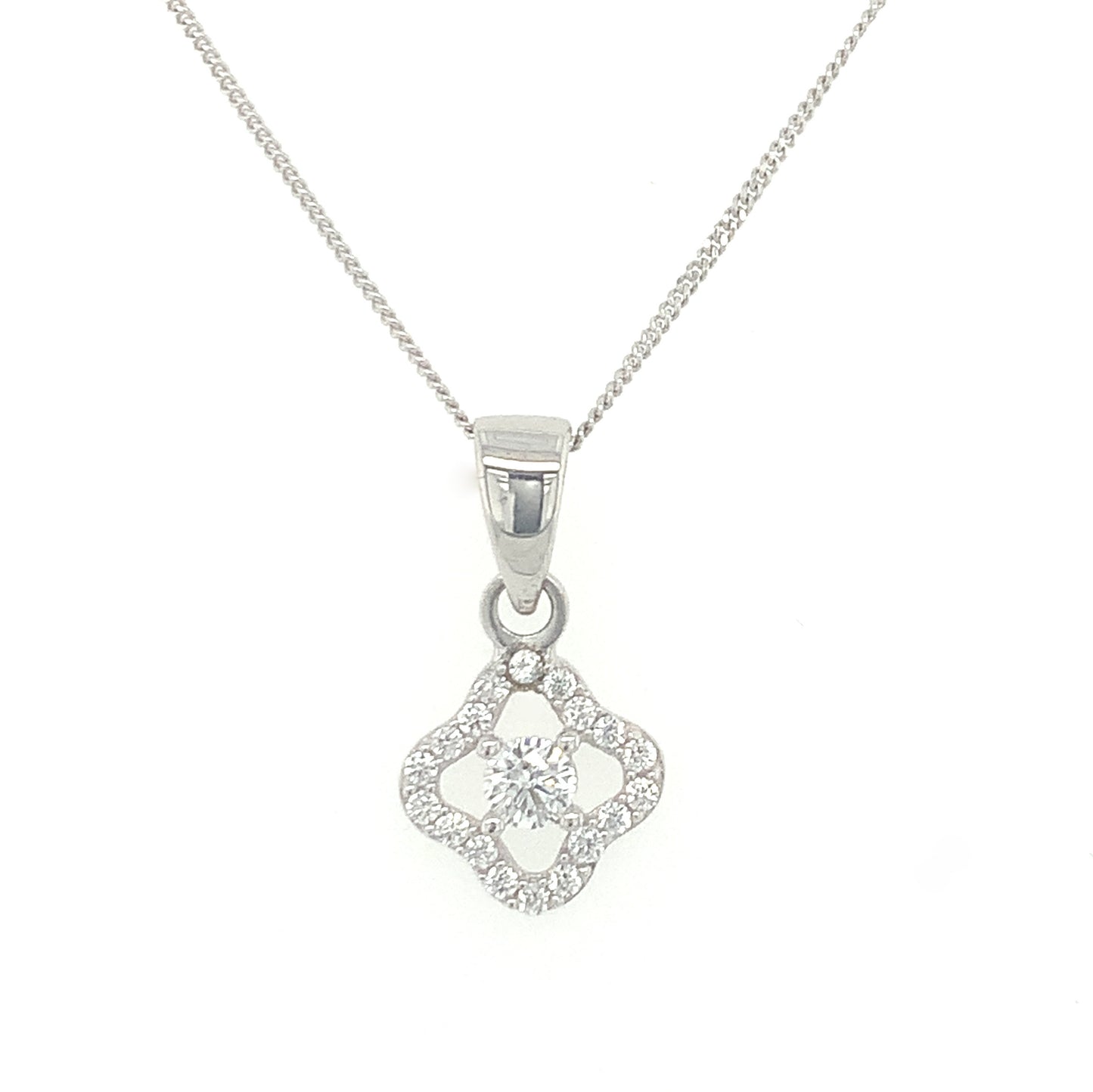 9ct White Gold Cubic Zirconia Pendant