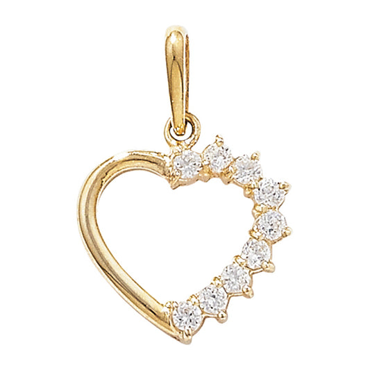 9ct Cubic Zirconia Open Heart Pendant