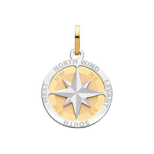 9ct Two Tone Compass Pendant 16mm