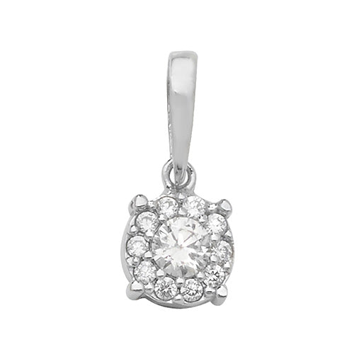 9ct White Gold Cubic Zirconia Round Pendant