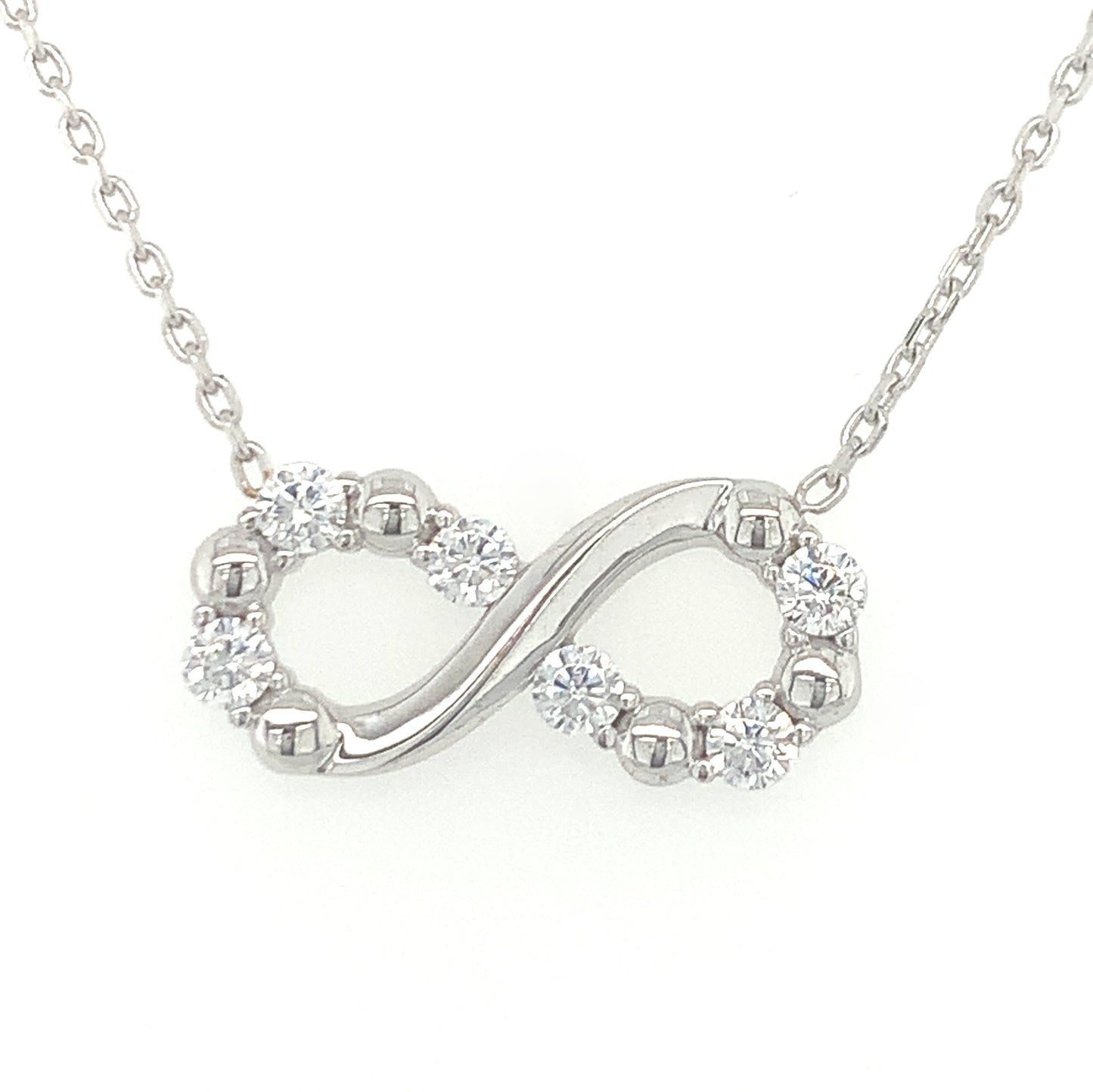 9ct White Gold Cubic Zirconia Infinity Pendant