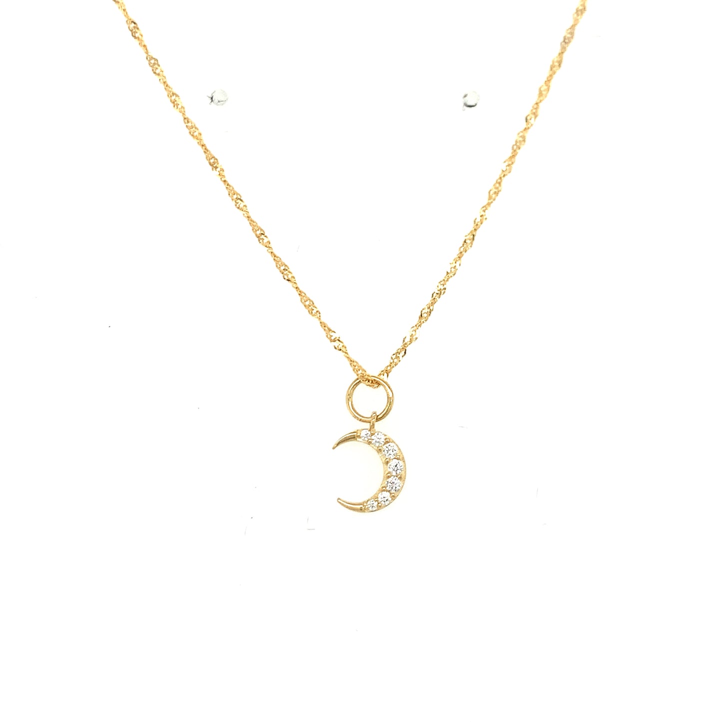 9ct Cubic Zirconia Crescent Moon Pendant