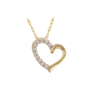 9ct Cubic Zirconia And Plain Heart Pendant