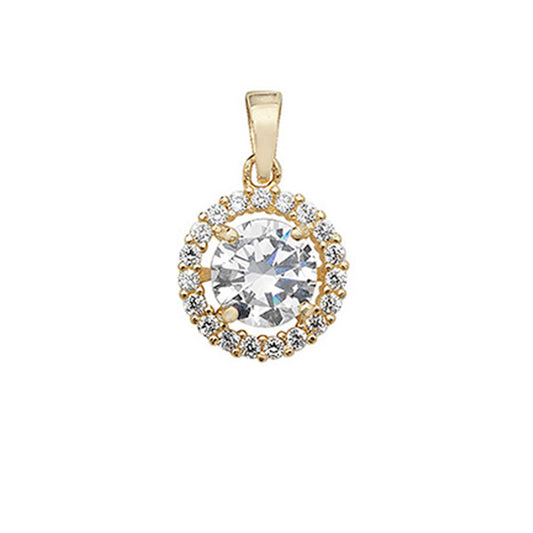 9ct Gold Cubic Zirconia Halo Pendant