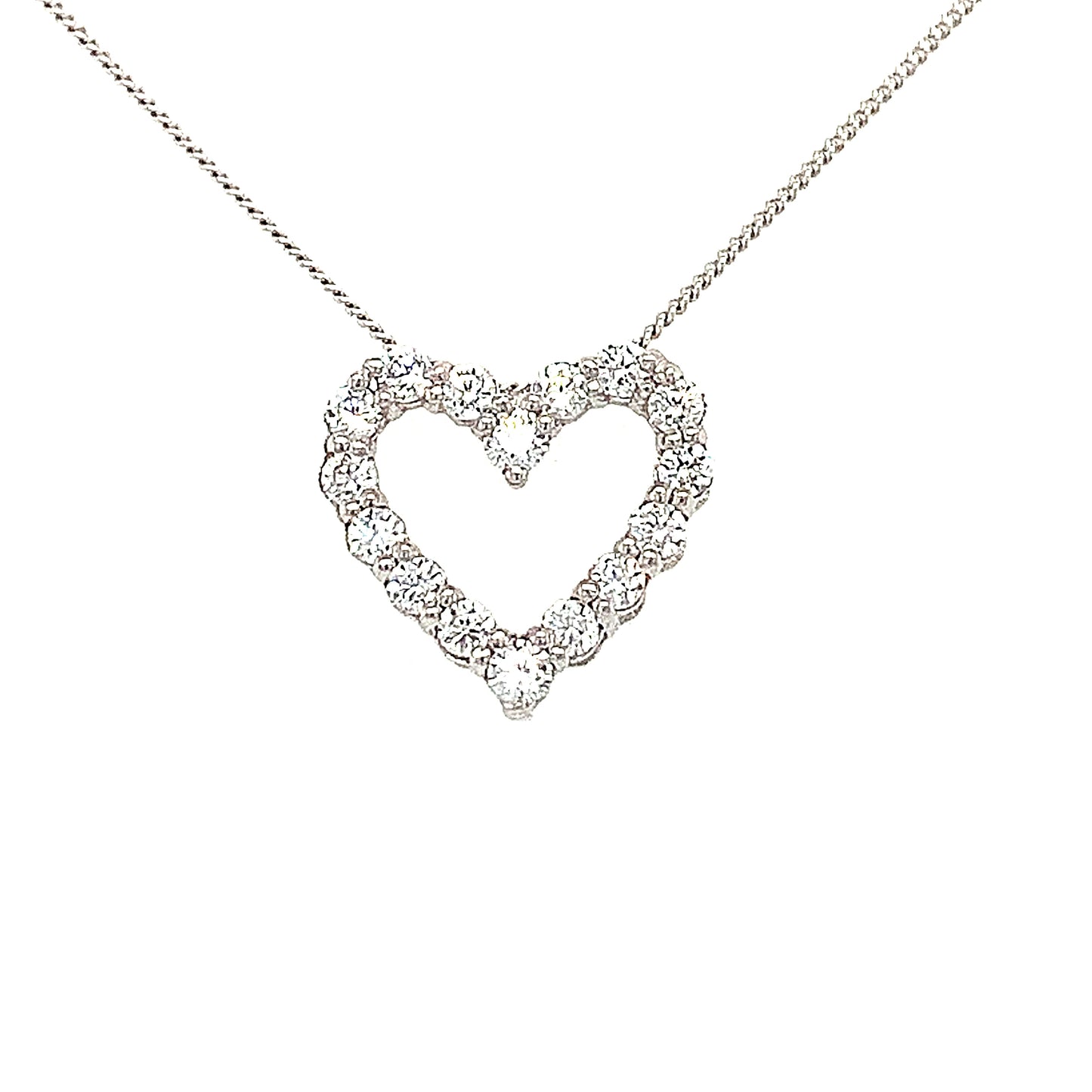 9ct White Gold Cubic Zirconia Open Heart Pendant