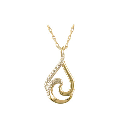 9ct Gold Curbic Zirconia Open Swirl Pear Pendant