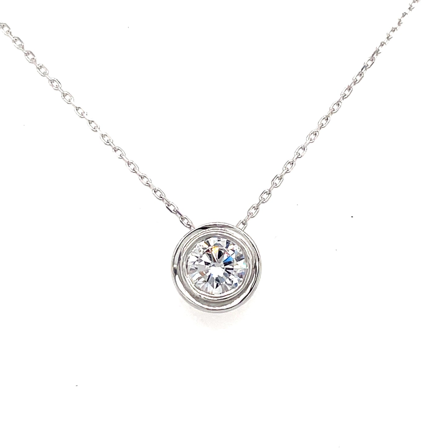 9ct White Gold Cubic Zirconia Slider Pendant