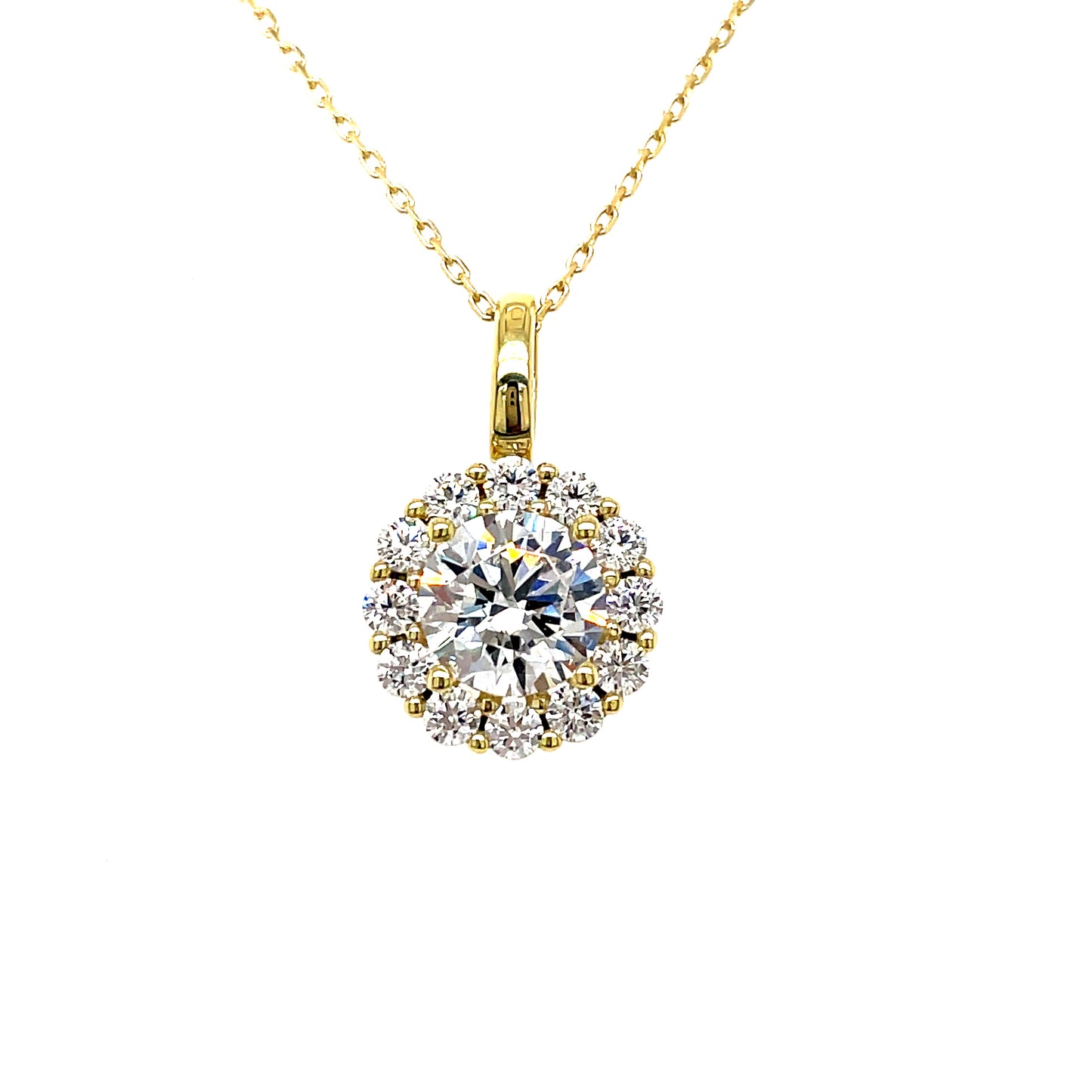 9ct Cubic Zirconia Round Cluster Pendant