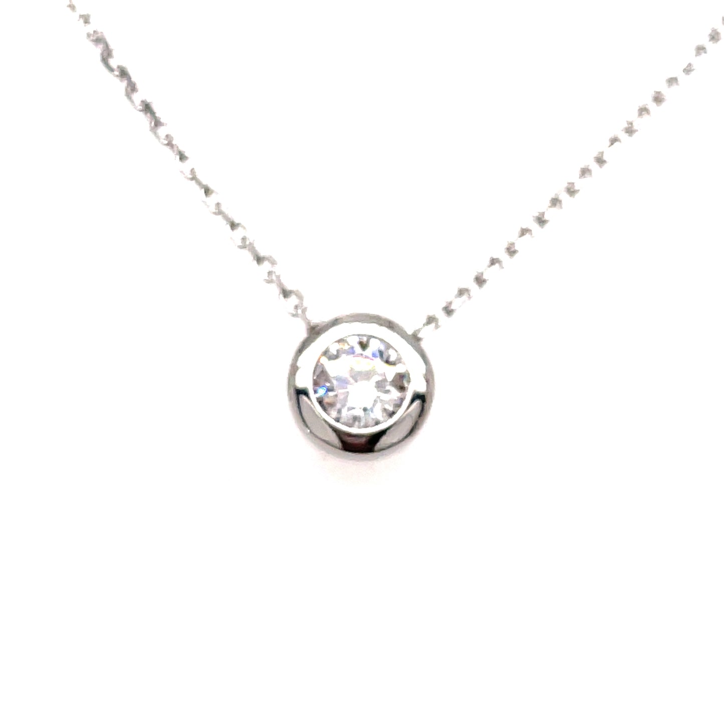 9ct White Gold Cubic Zirconia Rubover Slider Pendant