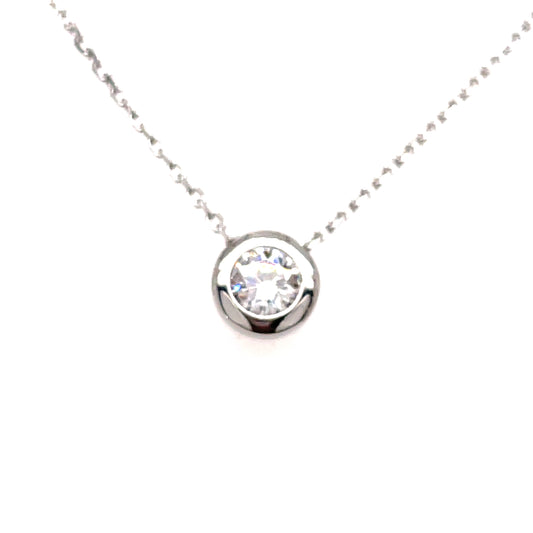 9ct White Gold Cubic Zirconia Rubover Slider Pendant