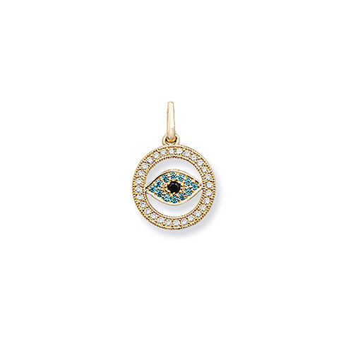9ct Round Open Cubic Zirconia Evil Eye Pendant