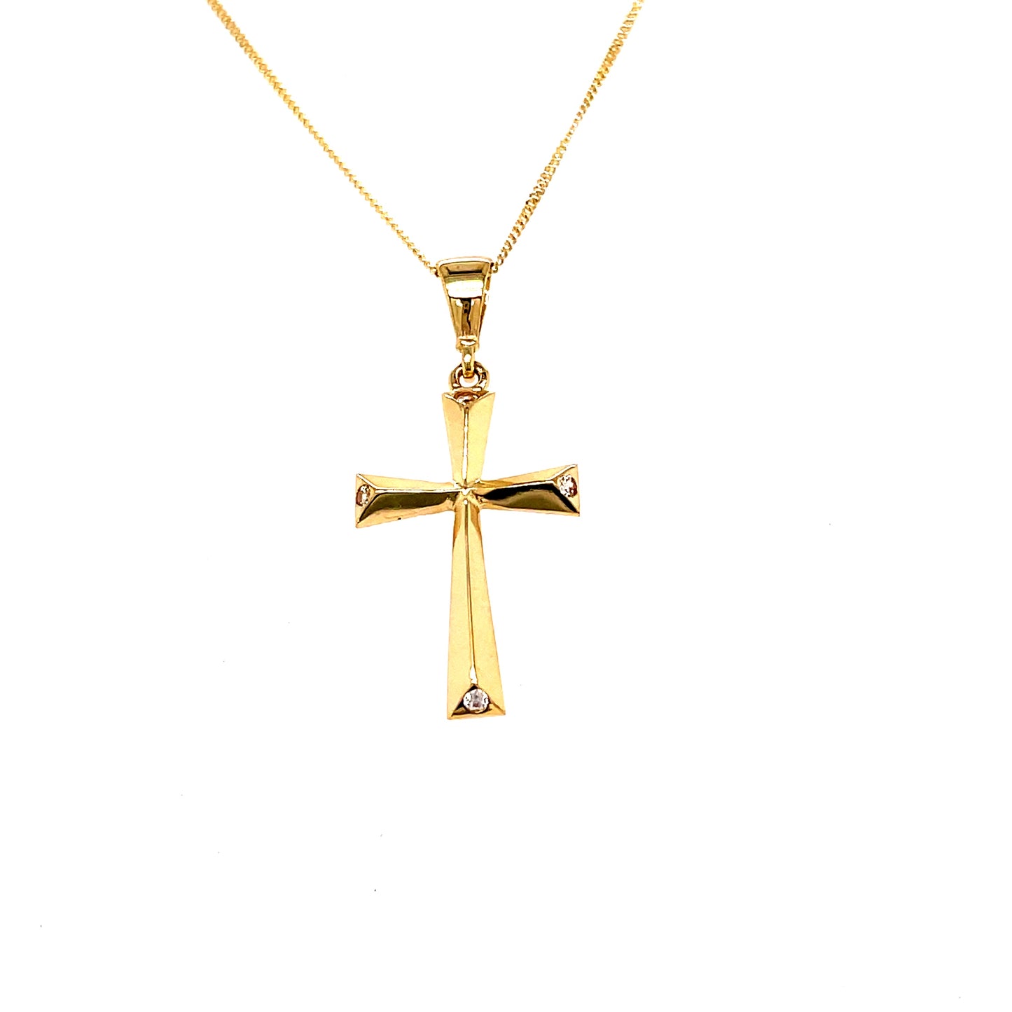 9ct Flat Edge Cubic Zirconia Cross Pendant