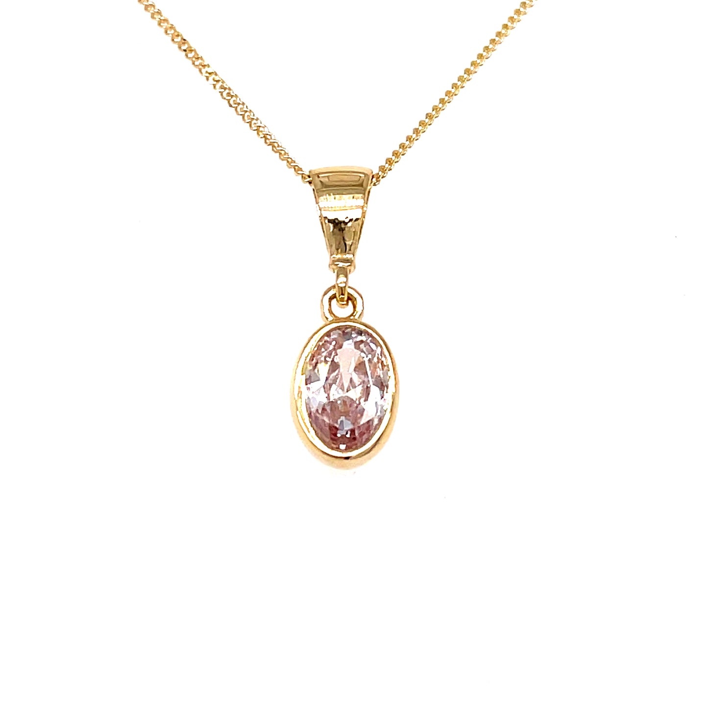 9ct Oval Oval Cubic Zirconia Rubover Pendant