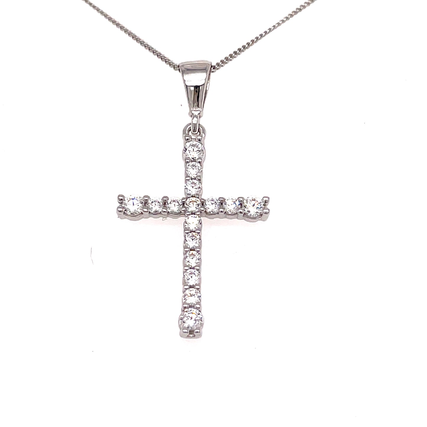 9ct White Gold 16 Stone Cubic Zirconia Pendant
