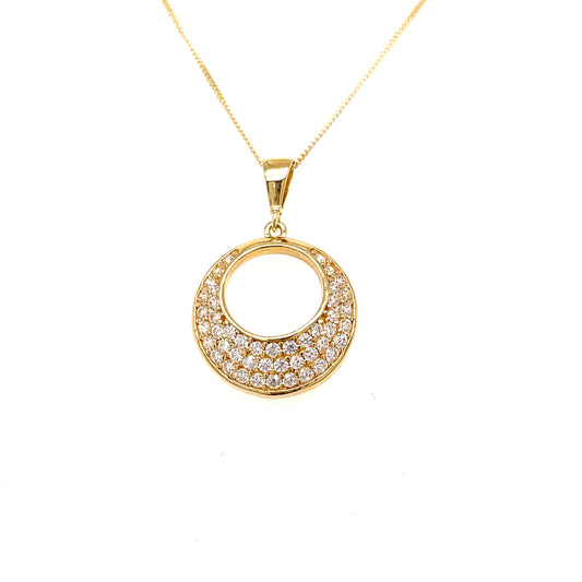 9ct Gold Cubic Zirconia  Open Circle Pendant