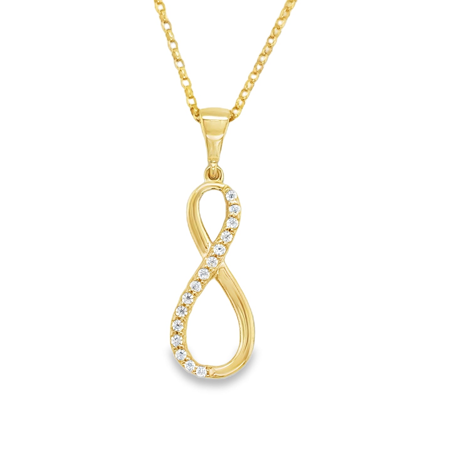 9ct Gold Polish And Cubic Zirconia Set Infinity Pendant