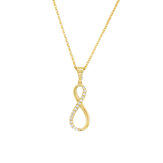 9ct Gold Polish And Cubic Zirconia Set Infinity Pendant