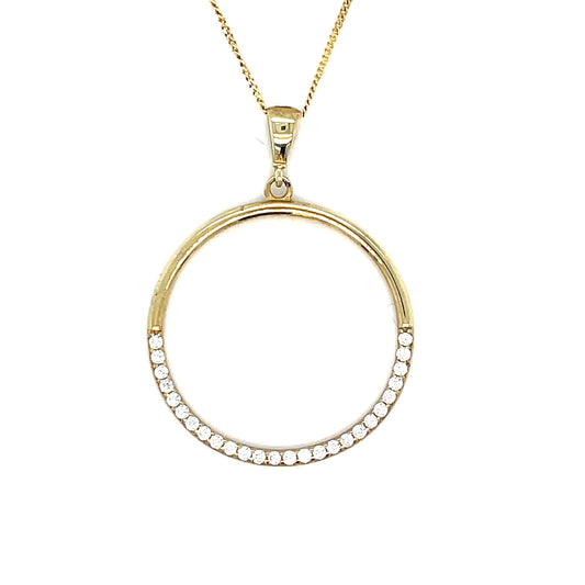 9ct Pendant Open Cubic Zirconia Circle