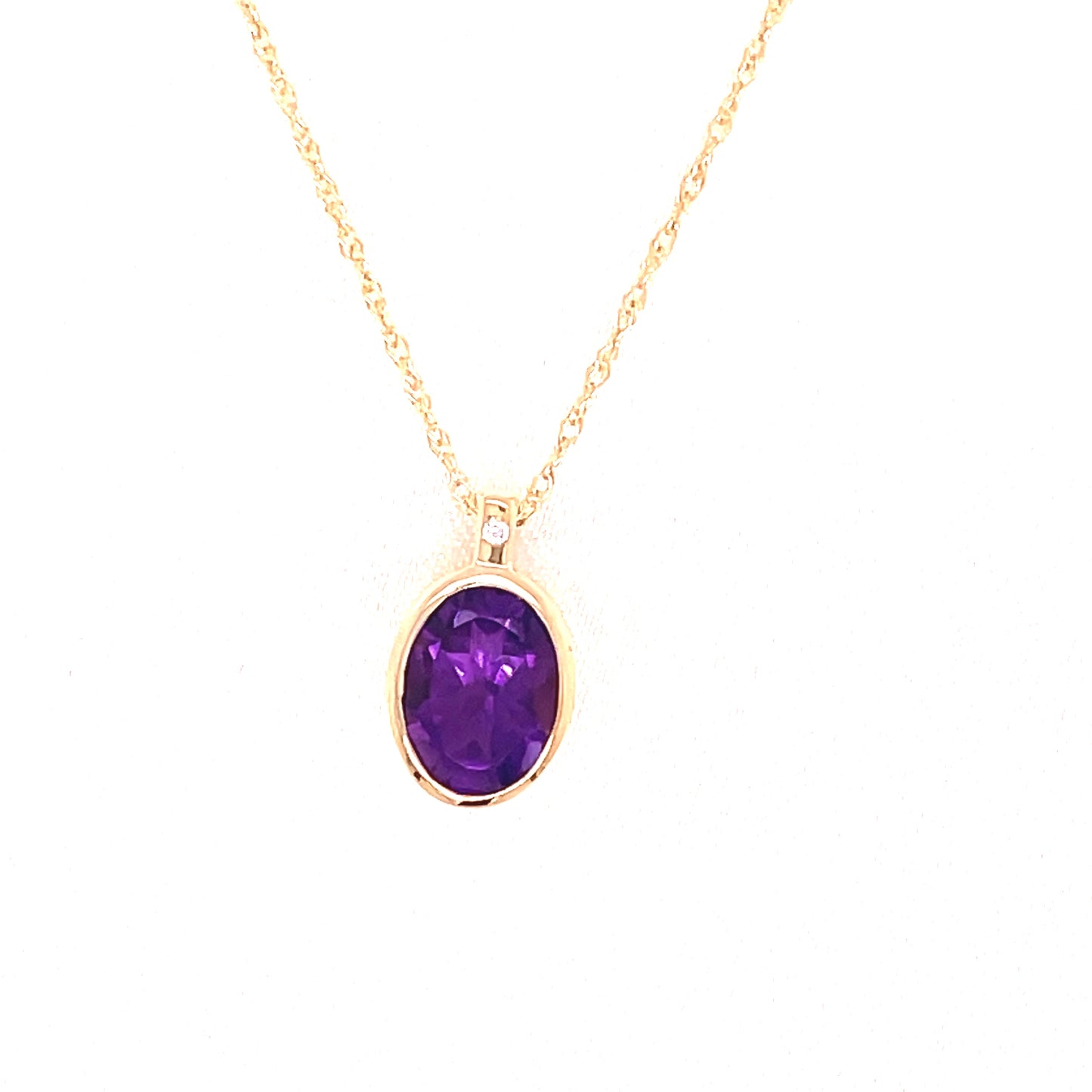 9ct Cubic Zirconia And Amethyst Pendant