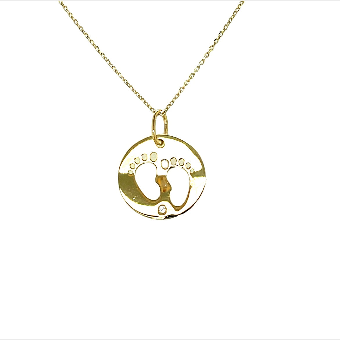 9ct Open Cubic Zirconia Baby Feet Pendant