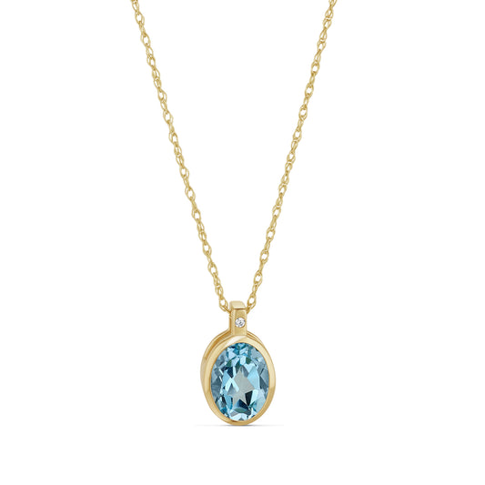 9ct Yellow Gold Oval Blue Topaz
